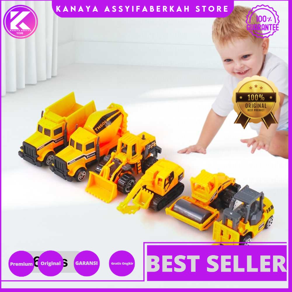 Mainan Mobil-Mobilan Truk Anak Balita Construction Diecast 6 PCS - TH735