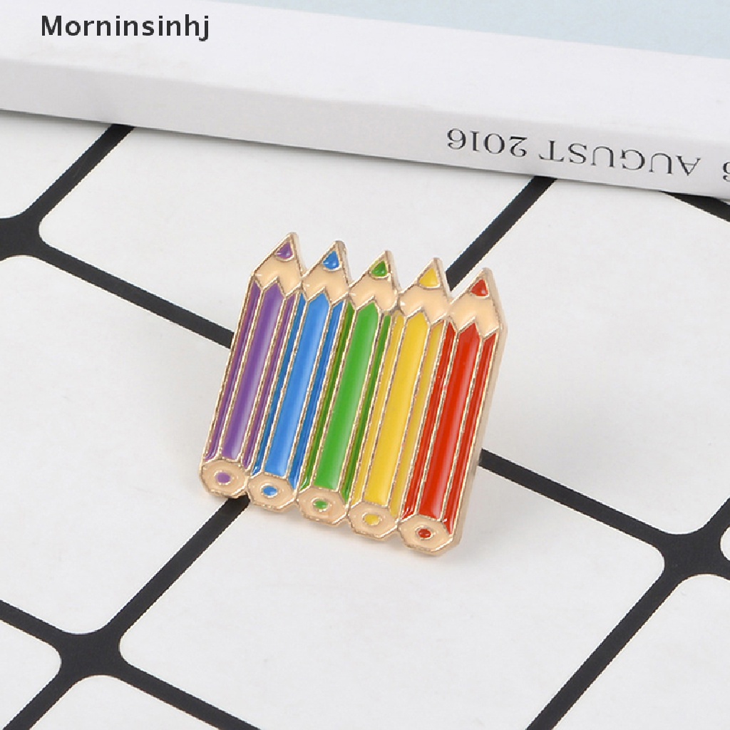 Mornin Pensil Berwarna Enamel pin Masa Kecil Manis Lucu Lencana Bros Kerah pin Denim Baju Kerah Kartun Perhiasan Hadiah Anak Perempuan Teman id