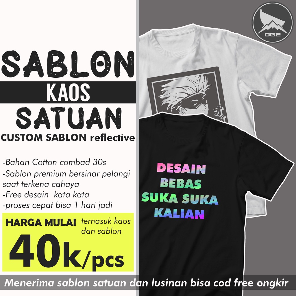 kaos custom sablon reflective rainbow satuan lusinan kaos distro  OG2