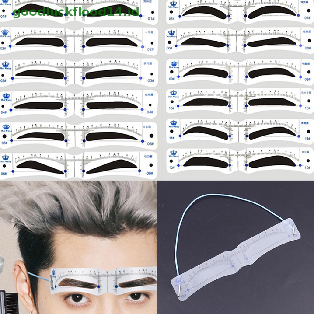 [GOOGFOUR] 12Pcs Styles Eyebrow Shaping Stencils Grooming Shaper Template Makeup Tool [TOP]