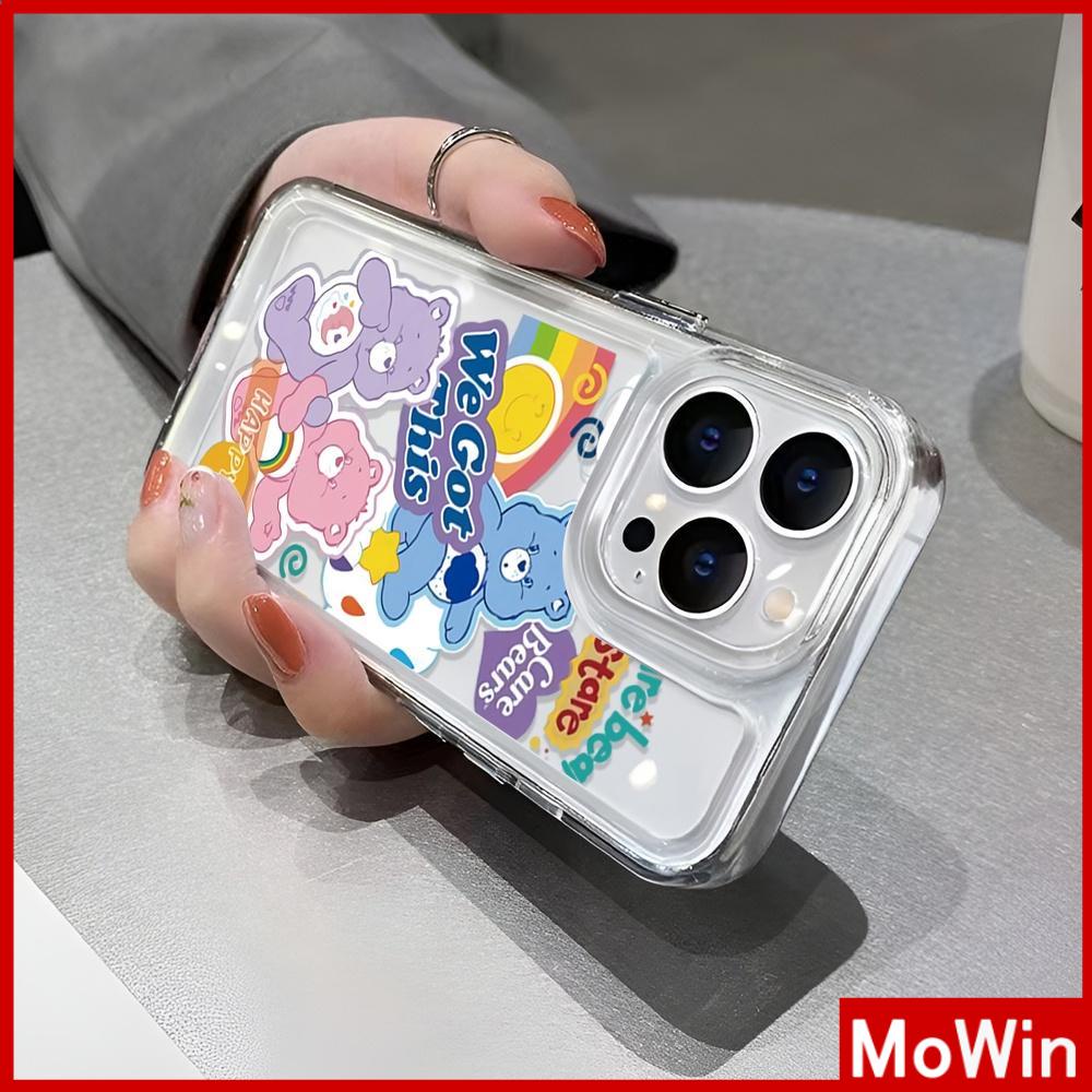 For iPhone 14 Pro Max iPhone Case Acrylic Hard Case HD Clear Case Plating Button Shockproof Cartoon Cute Bear Compatible For iPhone 13 Pro max 12 Pro Max 11 xr 7plus 6splus