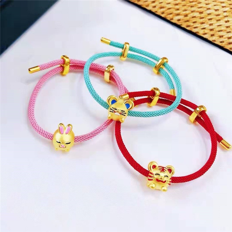 Goldkingdom Aksesoris Perhiasan Fashion Ready Stock Abrasive Lapis Emas Asli Kadar 375 Gold Dipernis Lucu12 Zodiak Transportasi Mutiara Sanhe Lu Tong Honmei Nian Gelang Pria Dan Wanita