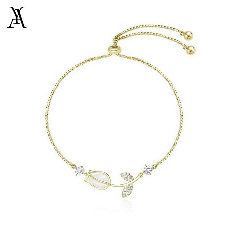 AY(CN) Elegan Tulip Busur Mutiara Liontin Kalung Gelang Anting Fashion Emas Stud Earrings Gelang Choker Untuk Wanita Perhiasan Aksesoris