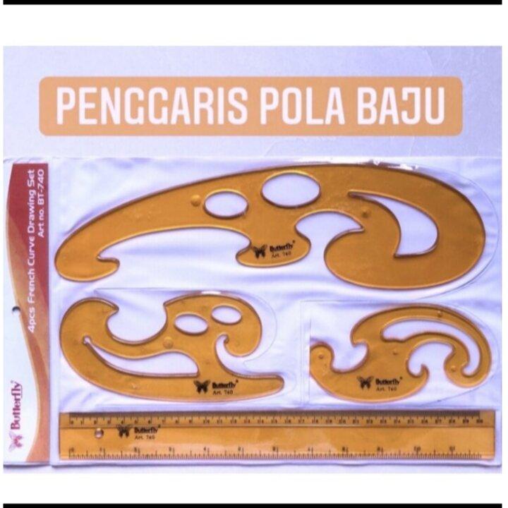 penggaris pola jahit 1 set lengkap komplit murah isi 4 jenis penggaris butterfly  - penggaris pola b