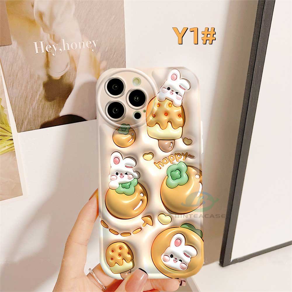 Casing hp Oppo A77S A57 A16 A16K A16S A54S A17 A5S A12 A3S A12E A92 A52 F1S A53 A33 A31 A9 A5 A15 A15S A54 F9 C1 A11K Cute Flower Rabbit Silicone Airbag Case Binteacase