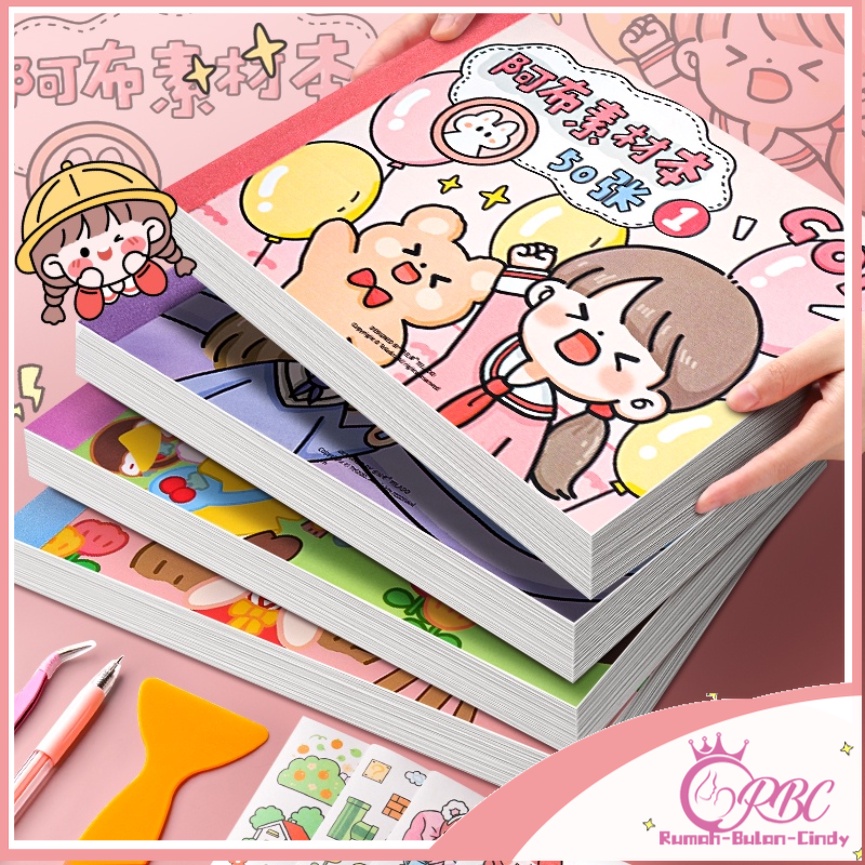 COD 50 Lembar / Set Stiker Motif Kartun Lucu Untuk Dekorasi Buku Catatan kertas lucu stiker hiasan buku / Diary DIY /Untuk Dekorasi Scrapbook DIY