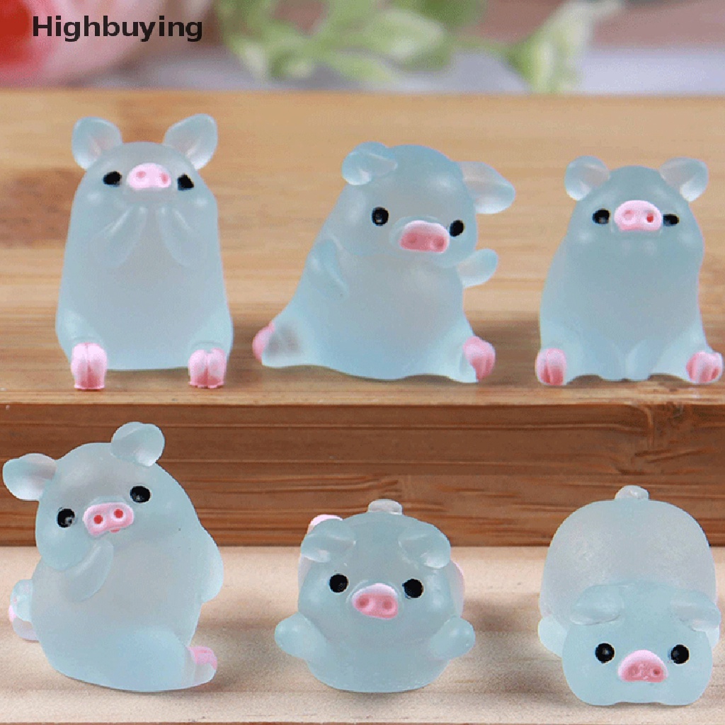 Hbid 10pcs Menyala Warna-Warni Lucu Piggy Scrapbook Ponsel Dekorasi DIY Kerajinan Tangan Resin Aksesoris Glory