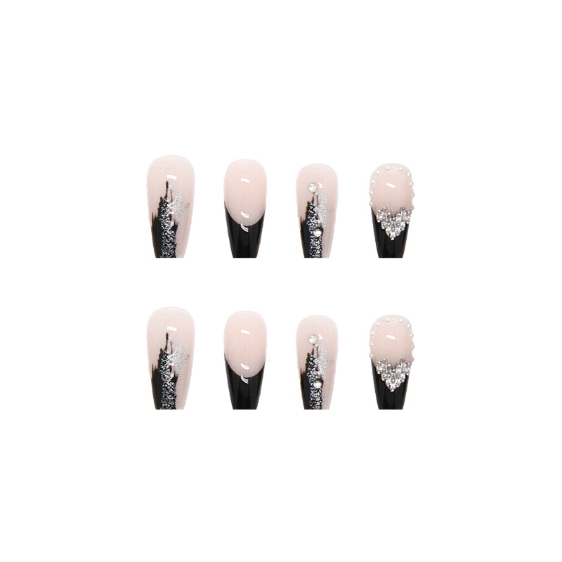 24pcs Kuku Palsu Logam Misterius Jantung Nail Art