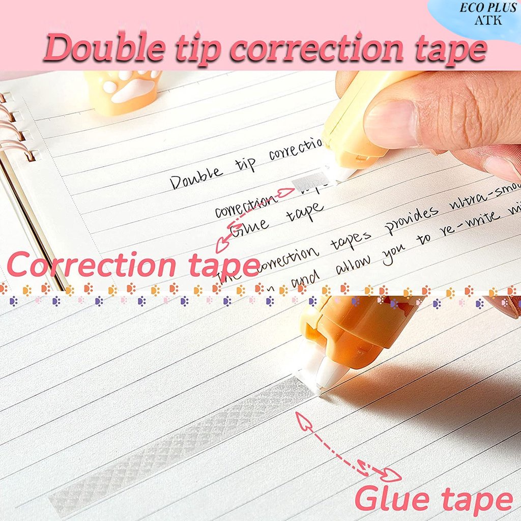 Glue and Correction Tape 2 in 1 Cute Cat Kitten Kucing Sekolah Kantor Tip-ex roll ATK