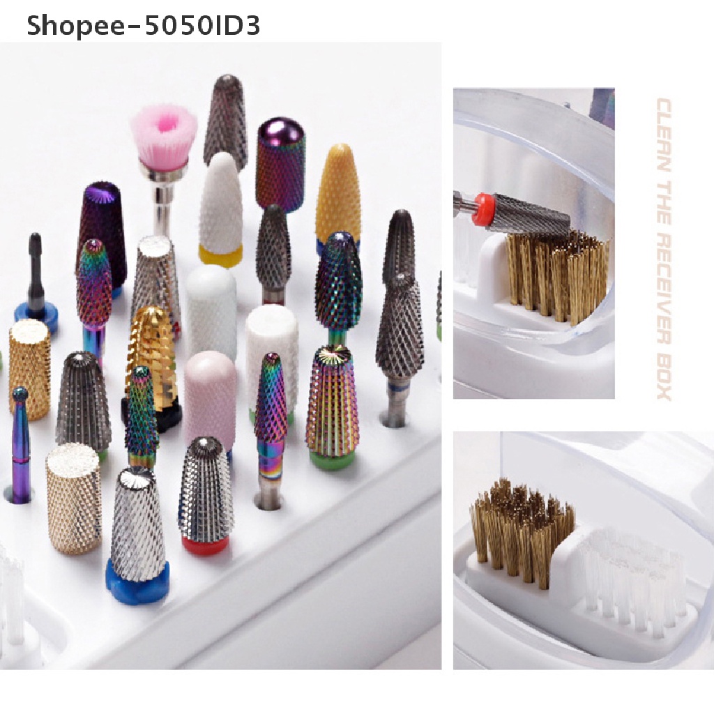 [HOT] 30lubang Tempat Mata Bor Paku Acrylic Nail Drill Bits Storage Nail Tools a [ID]