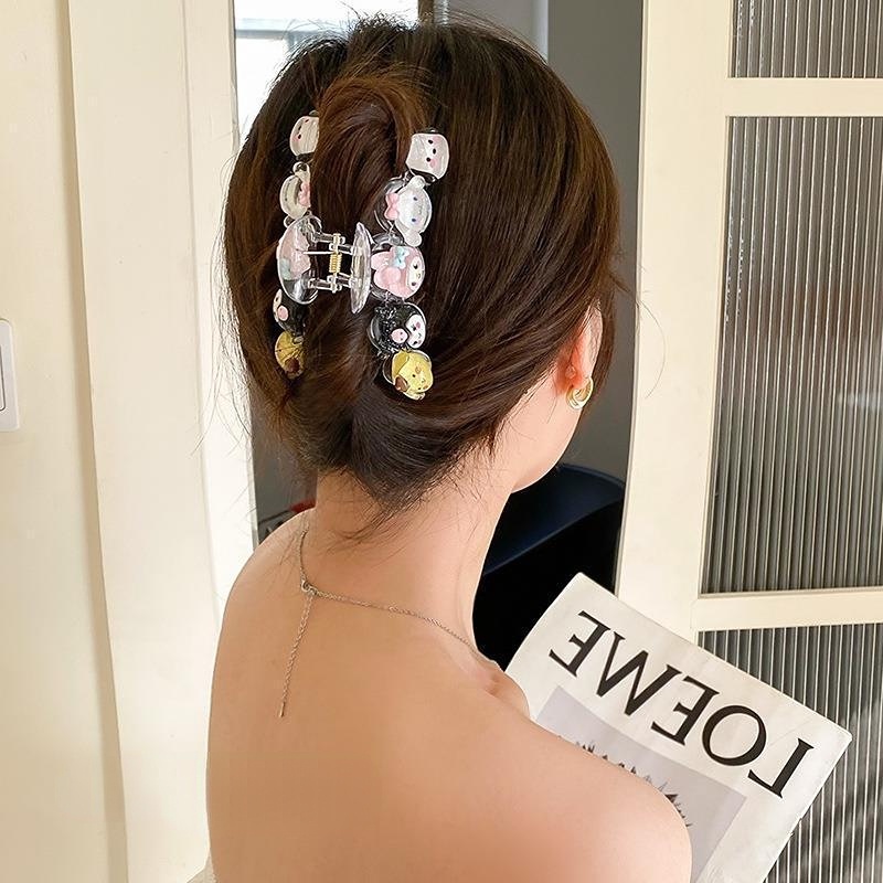 Anime Klip Besar Cinnamoroll Mymelody Kuromi Pompom Purin Kartun Akrilik Anak Hiasan Kepala Jepit Rambut Belakang Kepala Gadis Hadiah