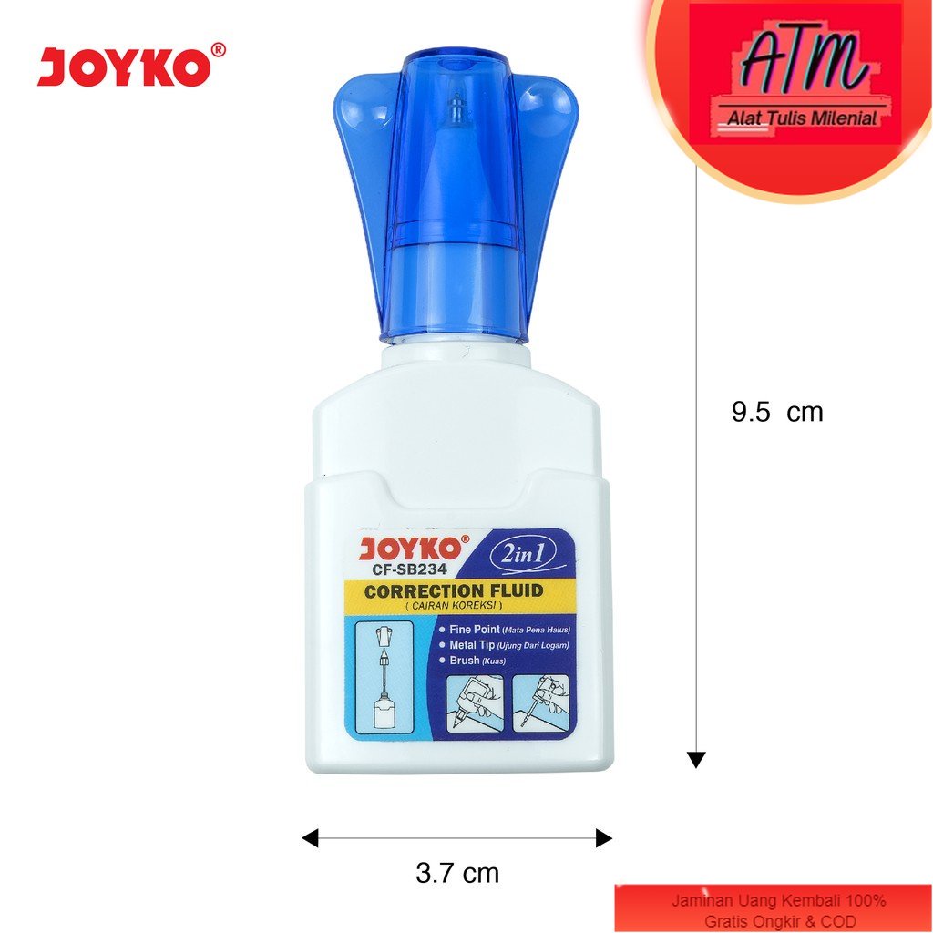 

Correction Fluid Cairan Koreksi Penghapus Cair Joyko CF-SB234 2 in 1