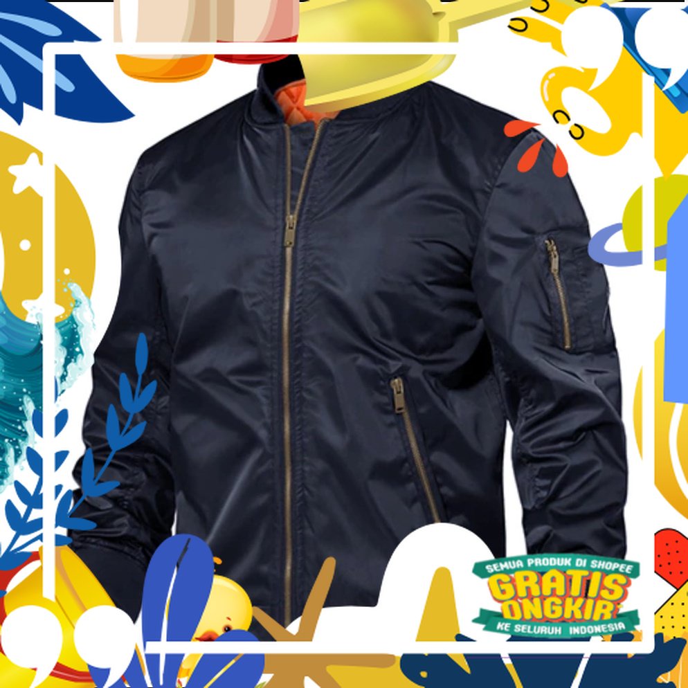 Jaket Bomber Pria Pilot Military By Amz Jacket/ merah putih biru polos