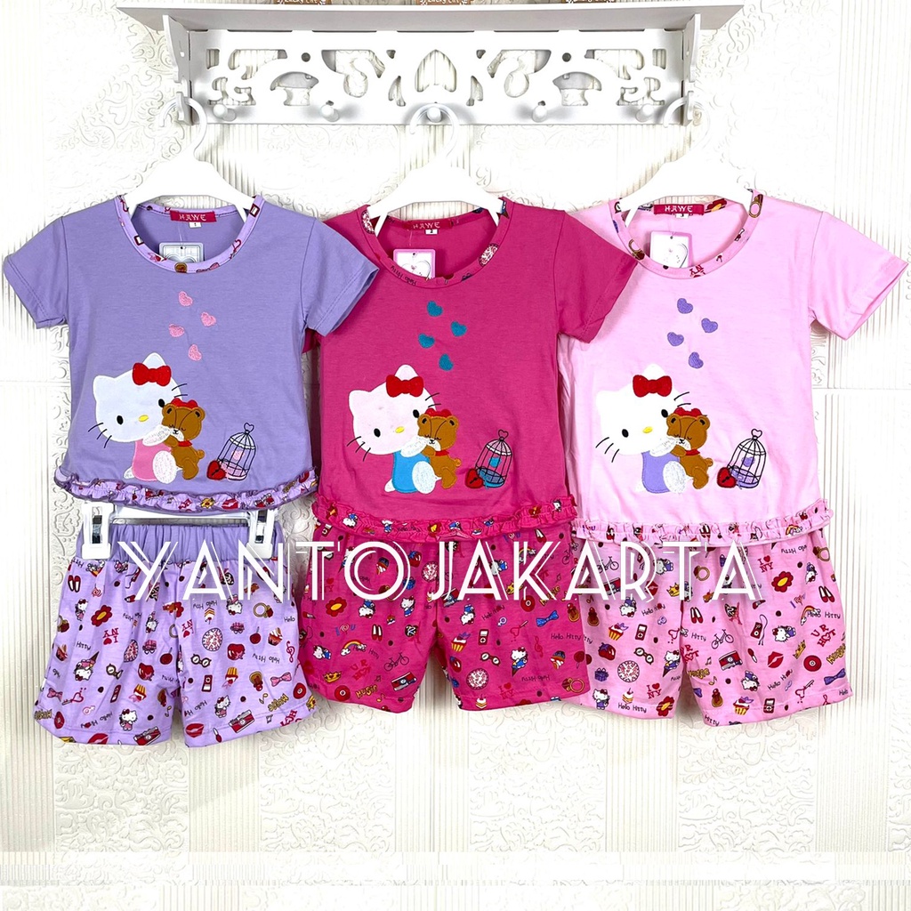 SETELAN ANAK PEREMPUAN KARAKTER HELLO KITTY LOVE 1-5 TAHUN