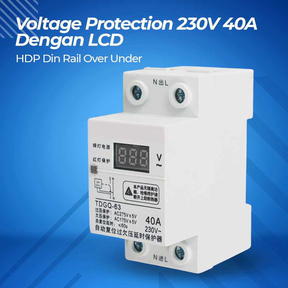 (BISA COD) FTIHSHP HDP Din Rail Over Under Voltage Protection 230V 40A - TDGQ-63