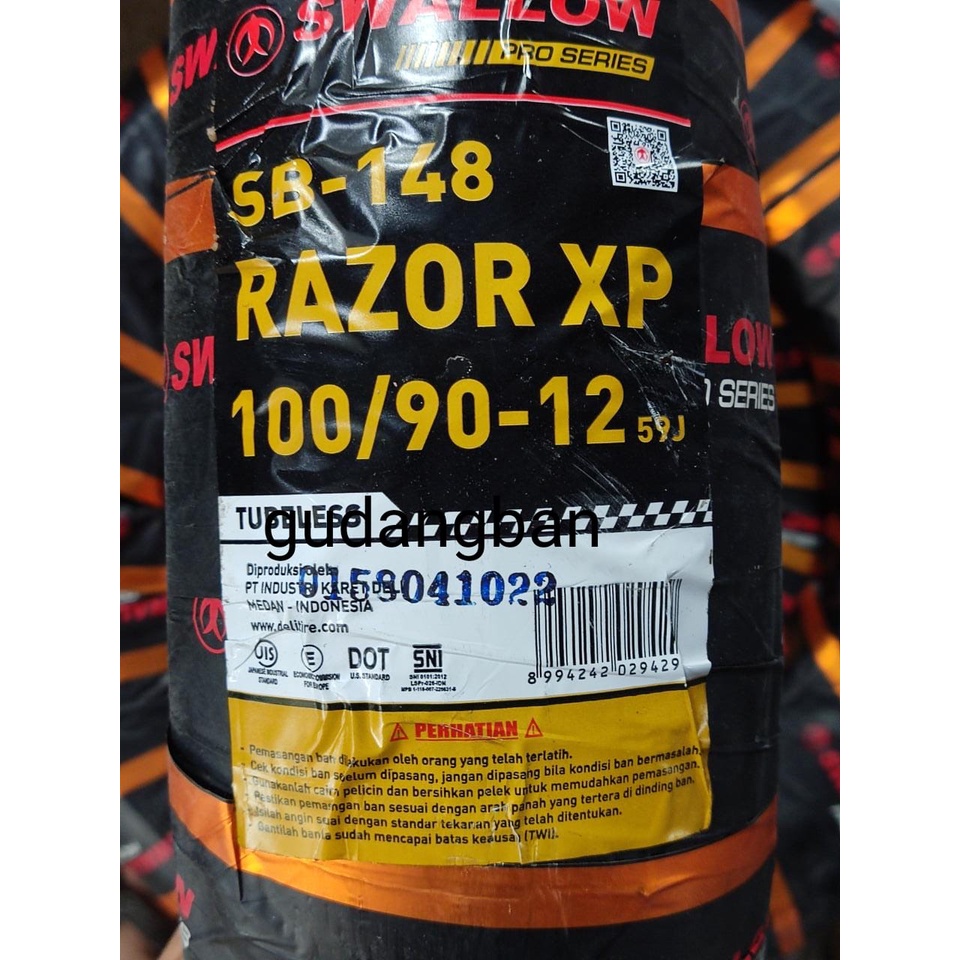 Swallow Razor XP SB148 100 90 12 SOFT RACING COMPOUND Ban luar Motor Scoopy RIng 12 Tubeless ORI