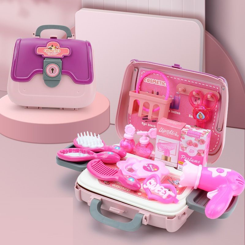 Mainan Anak ORNAMENTS HAND BAG COSETICS Make Up 2in1 Koper Tas Beauty