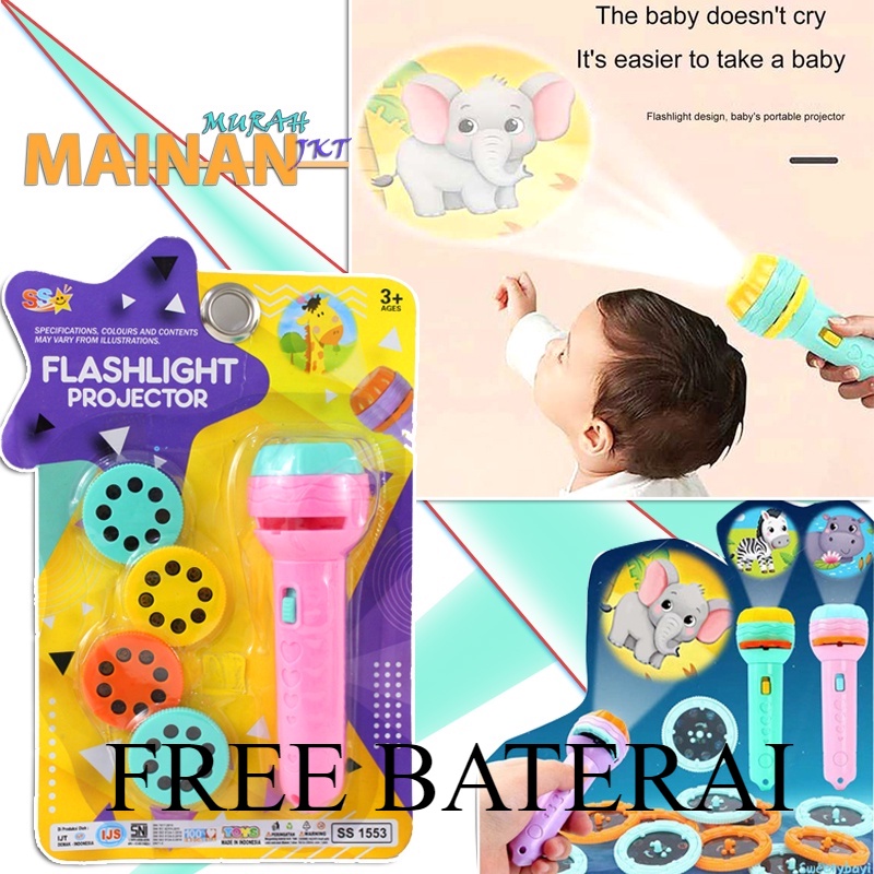 MAINAN ANAK MURAH SS1553 FLASHLIGHT MIKA ISI 4 PROJECTOR FLASHLIGHT PROJECTOR MAINAN ANAK SENTER