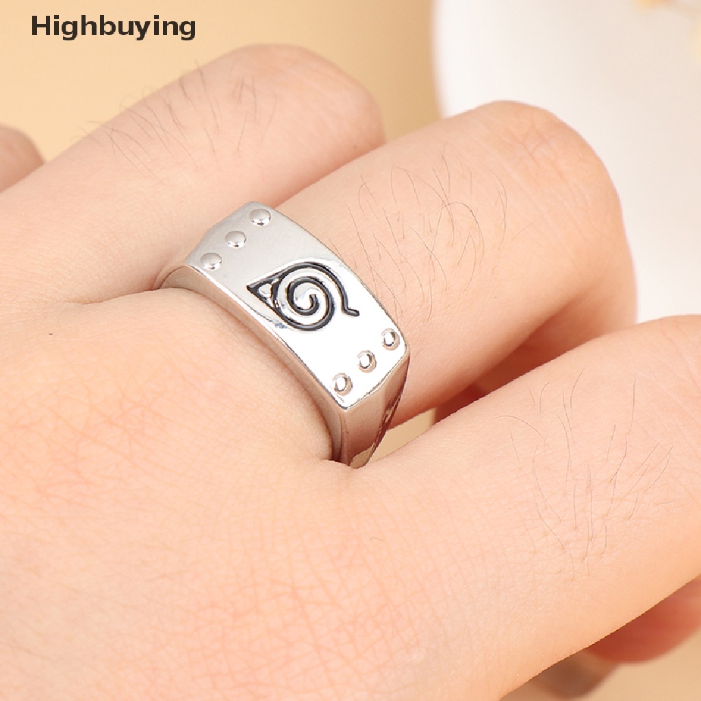 Hbid Daun Cincin Konoha Uzumaki Simbal Logo Tanda Sasuke Itachi Ninja Fashion Logam Anime Perhiasan Cosplay Naruto Cincin Terbuka Adjustable Ring Glory