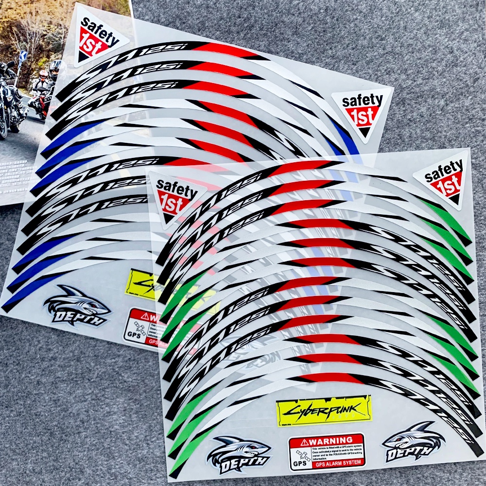 Motor HONDA SH125i Wheel Hub Sticker 16'inci Rim Stripe SH 125i Reflektif Stiker Lyberpunk2077 Lyberpunk 2077 Modifikasi Aksesoris