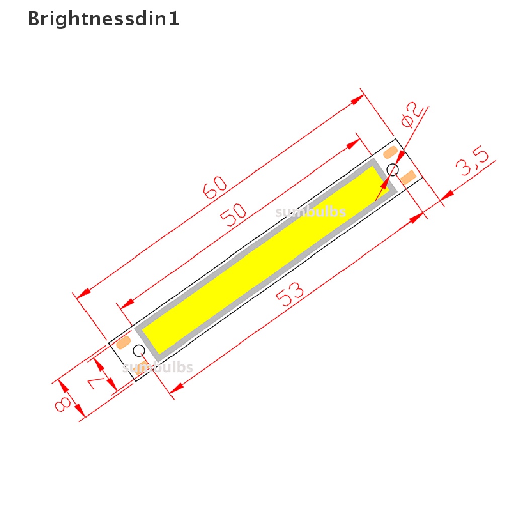 [Brightnessdin1] Hot sale 3V 3.7V DC 60mm 8mm LED COB Strip 3W Hangat Dingin Putih Biru Merah COB Sumber Cahaya Untuk DIY Sepeda Kerja Lampu Butik