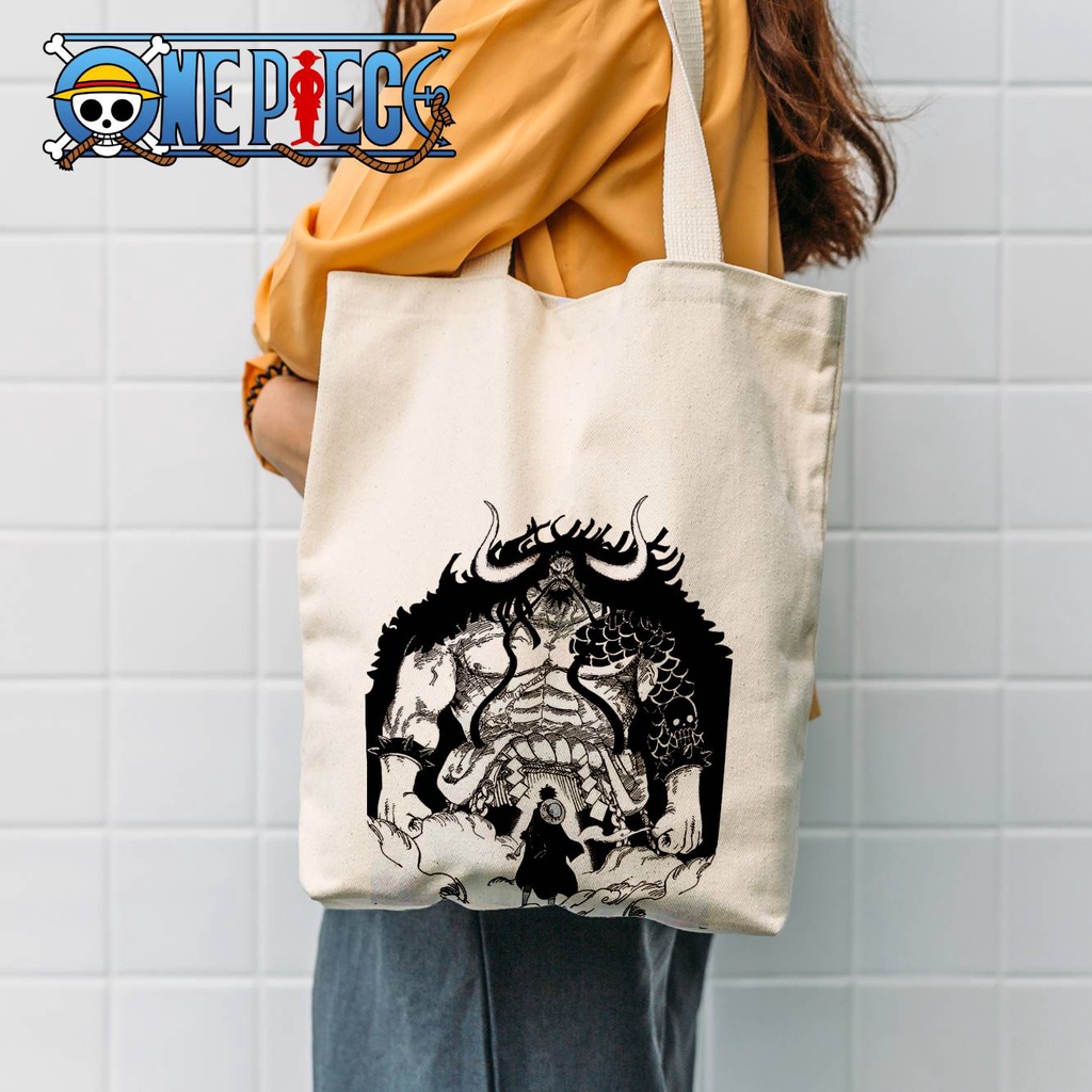 Totebag Anime One Piece Kaido Luffy Tote bag premium Totebag zipper totebag velcro Termurah tote bag resleting