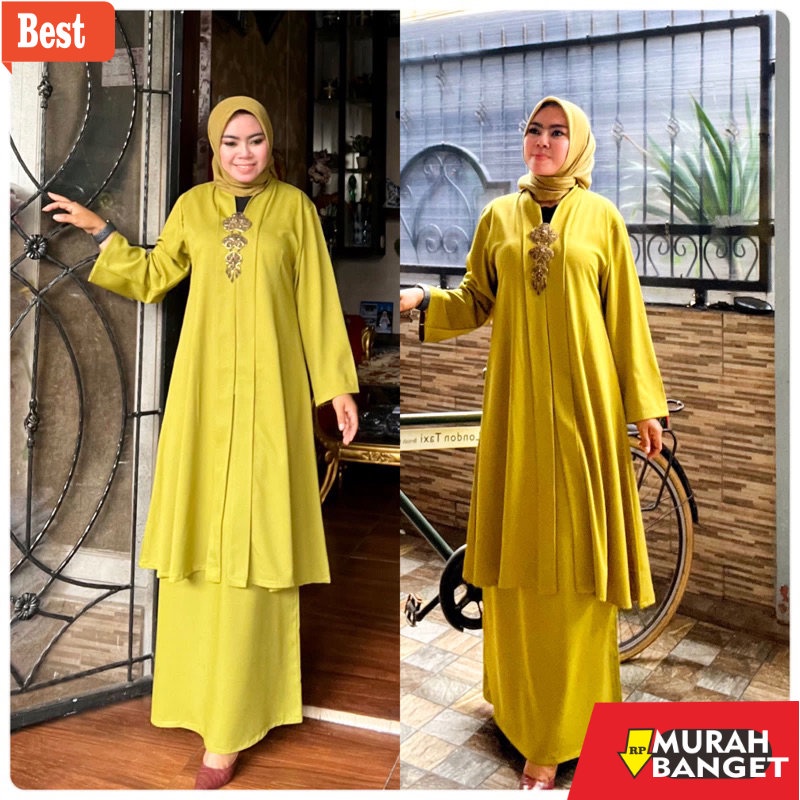 Tren baju lebaran wanita 2023- GAMIS SETELAN ROK CINDAY MIRA JAYA ORIGINAL