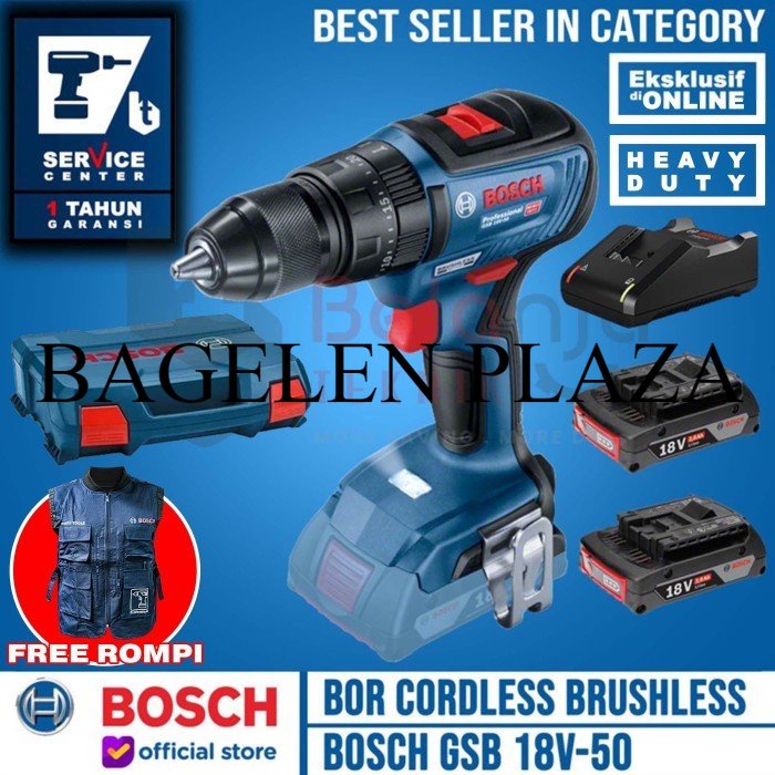 Obral Bosch Impact Drill Cordless GSB 18V-50 Brushless Mesin Bor Tembok 18 V