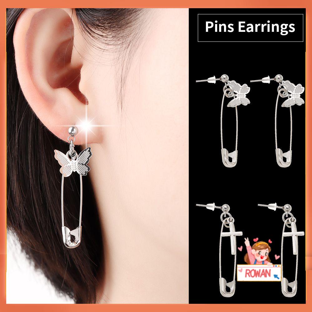 R-flower Metal Pin Earrings Keren Punk Aksesoris Pesta Harajuku Cross Earring