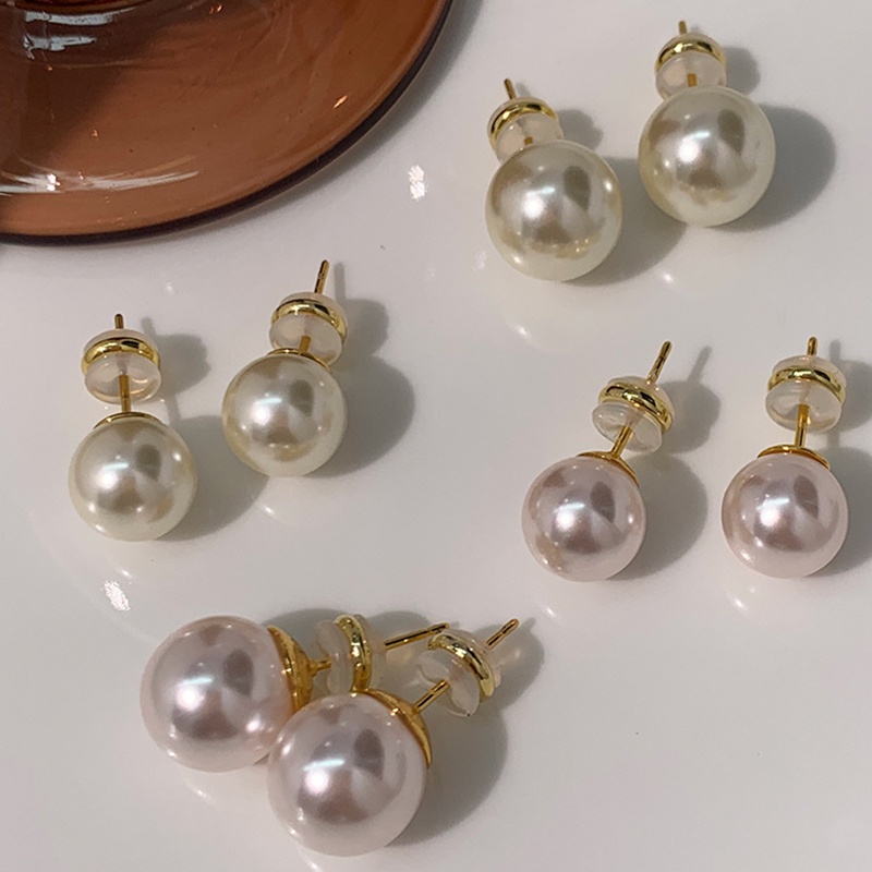 Ladies Fashion Pearl Stud Earrings Alloy Anting Pejantan