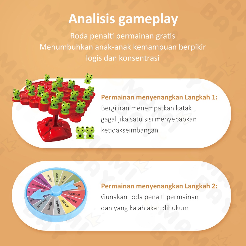 Mamibayi Mainan Edukasi Anak pohon keseimbangan katak permainan interaktif board game