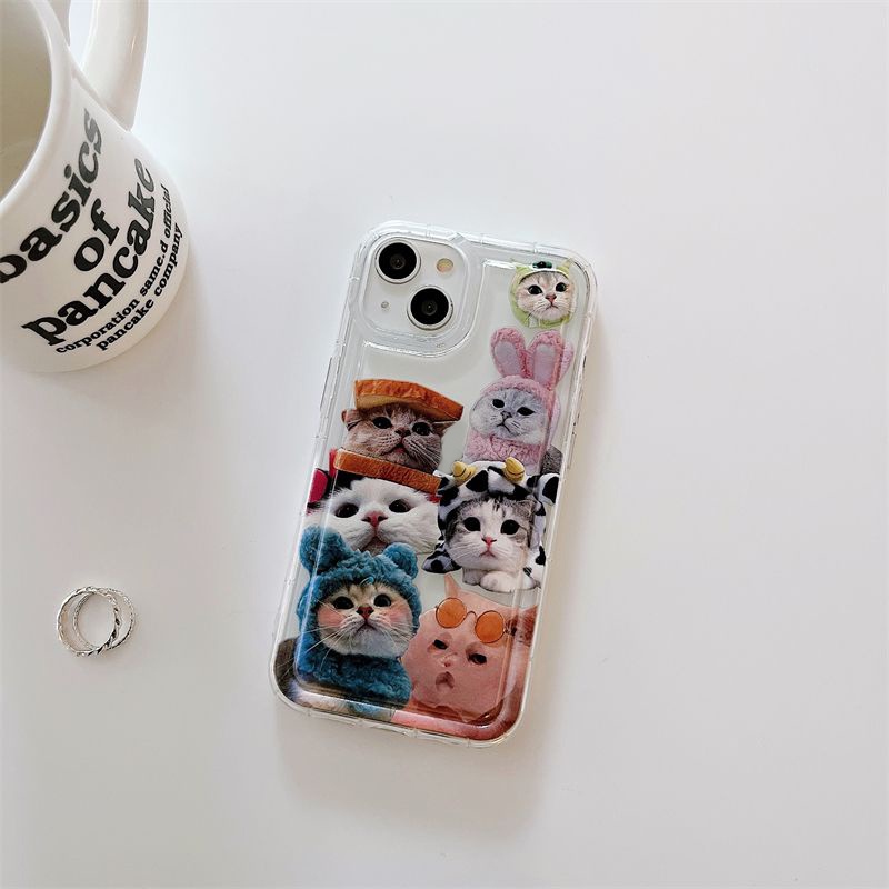 IPHONE Soft Phone Case Kompatibel Untuk Iphone14 13 11 12 Pro XS Max X Xr7 +8 Plus Casing Kucing Lucu Transparan TPU Silikon Shockproof Cover