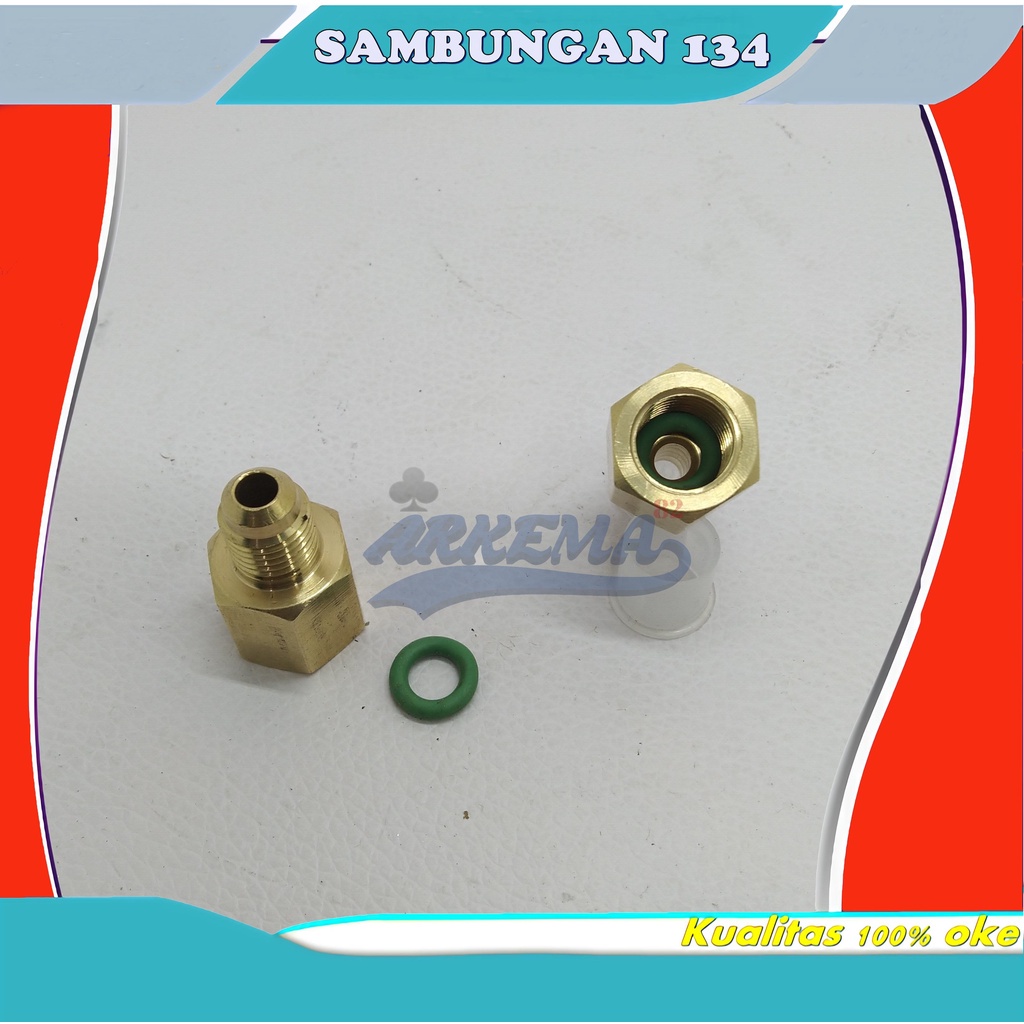 SAMBUNGAN NEPEL R134 ADAPTER | NEPEL TABUNG GAS FREON KLEA R 134   5/16&quot; KE 1/4&quot; | SAMBUNGAN R134