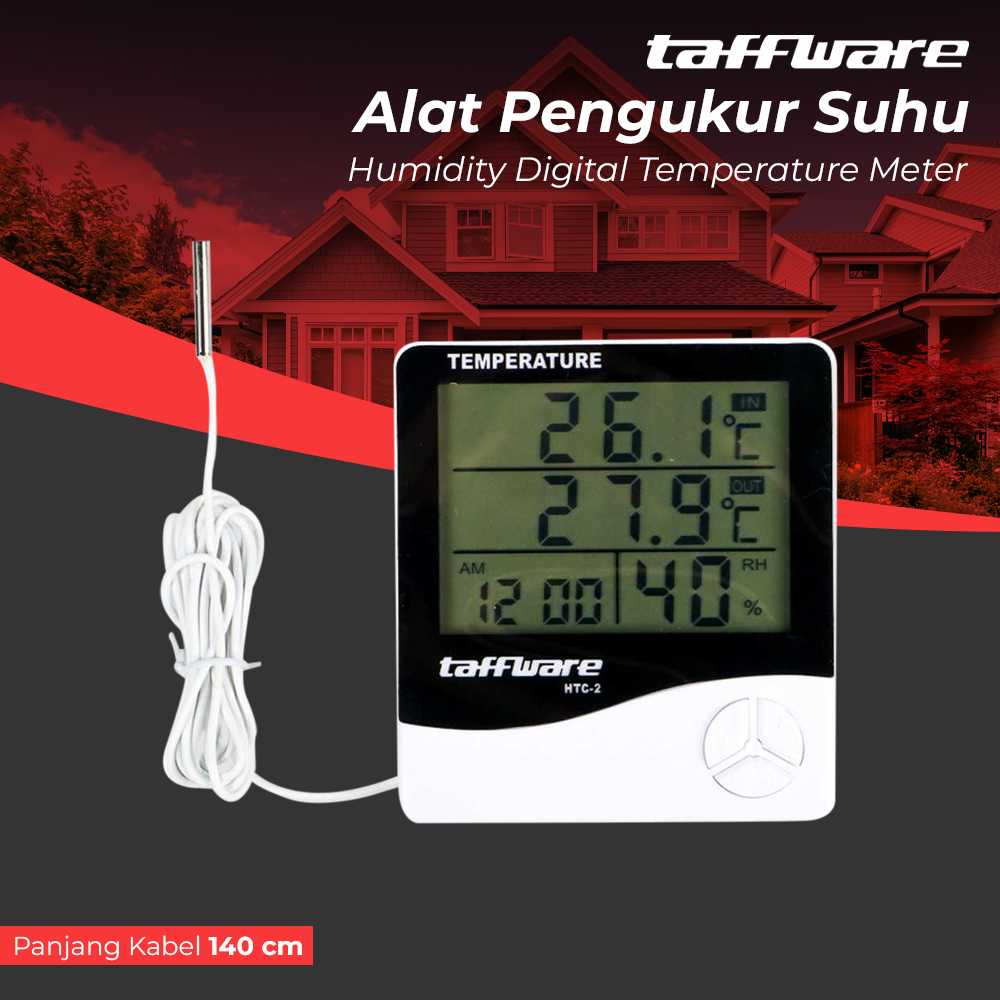 (BISA COD) FTIHSHP  Alat Pengukur Suhu Humidity Digital Temperature Meter Clock - HTC-2