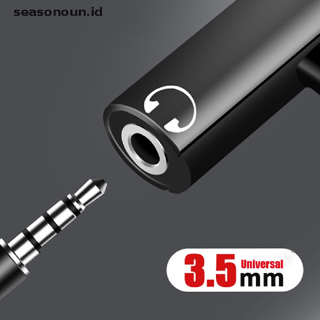 Seasonoun Charing &amp; Listening Audio Charger Splitter 3.5mm Audio/Tipe-C Female to USB Type-C Male Phone Adapter Convertor Untuk Huawei Xiaomi.