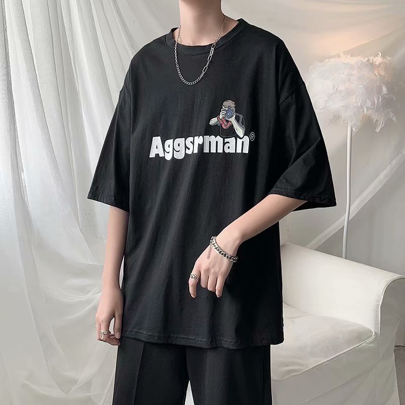 T-SHIRT INS FASHION 100% KATUN BERKUALITAS HIP-HOP TRENDI LENGAN PENDEK KOREA PRIA DAN WANITA