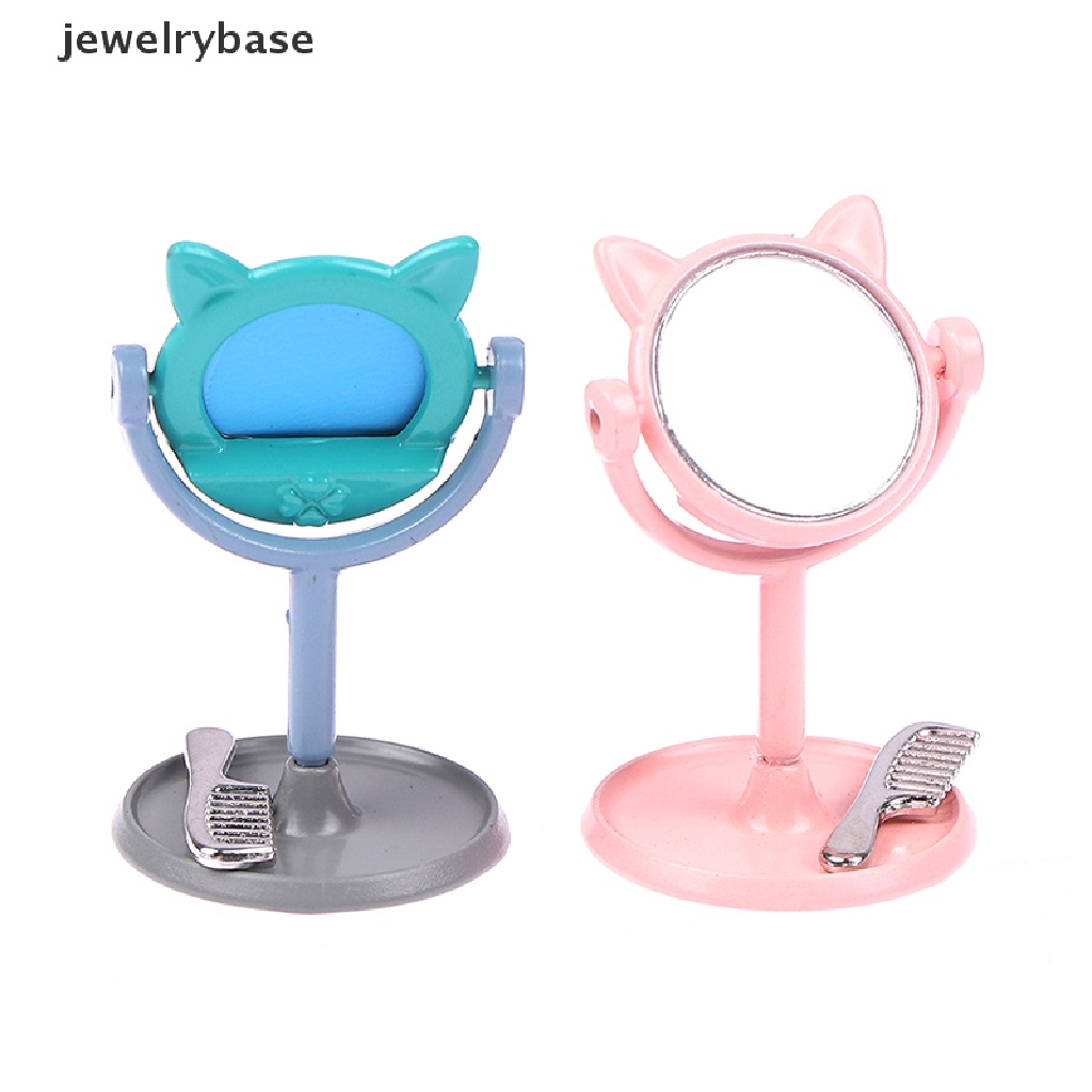[jewelrybase]1Per12 Makeup Mini Telinga Kelinci Cermin Furniture Untuk Aksesoris Mainan Rumah Boneka Butik