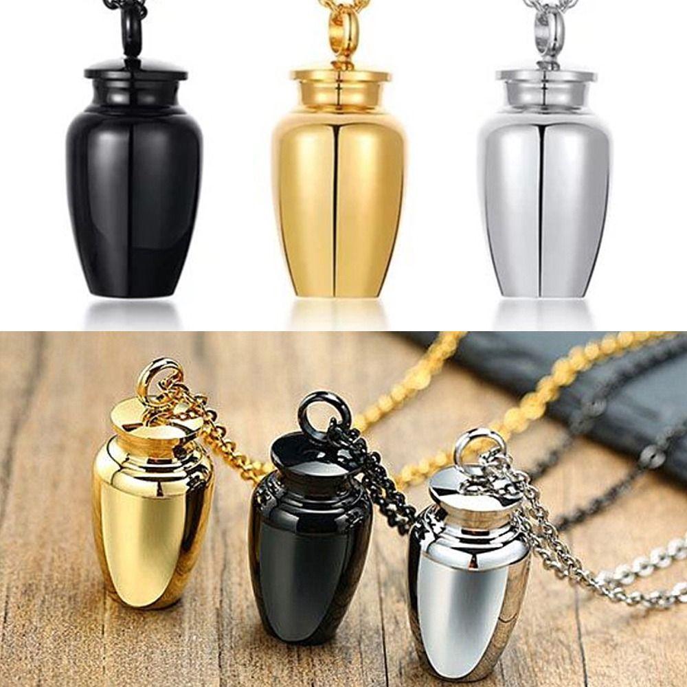 R-flower Wishing Bottle Necklace Fashion Stainless Steel Pesona Keberuntungan Bentuk Oval Toples