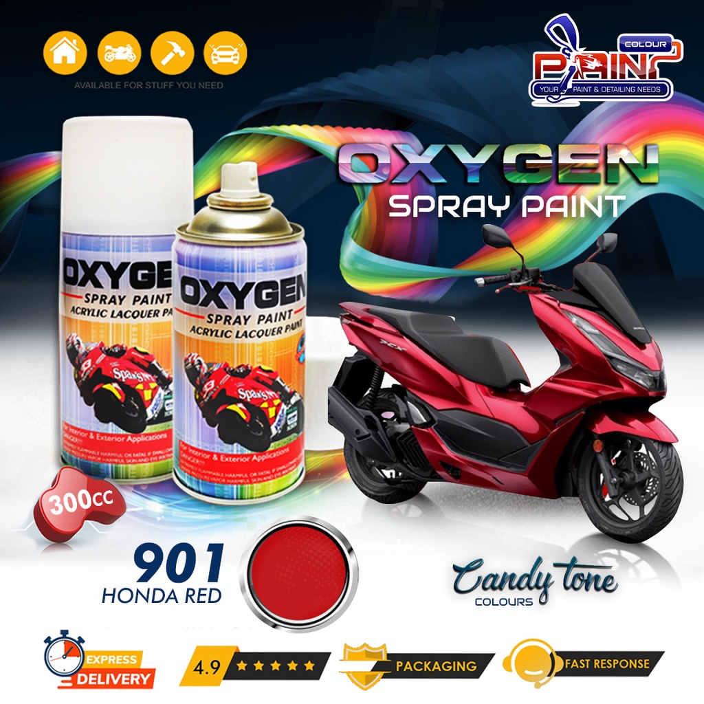 Cat Semprot / Pylox OXYGEN Acrylic Spray Paint - 901 Candy Tone Honda Red