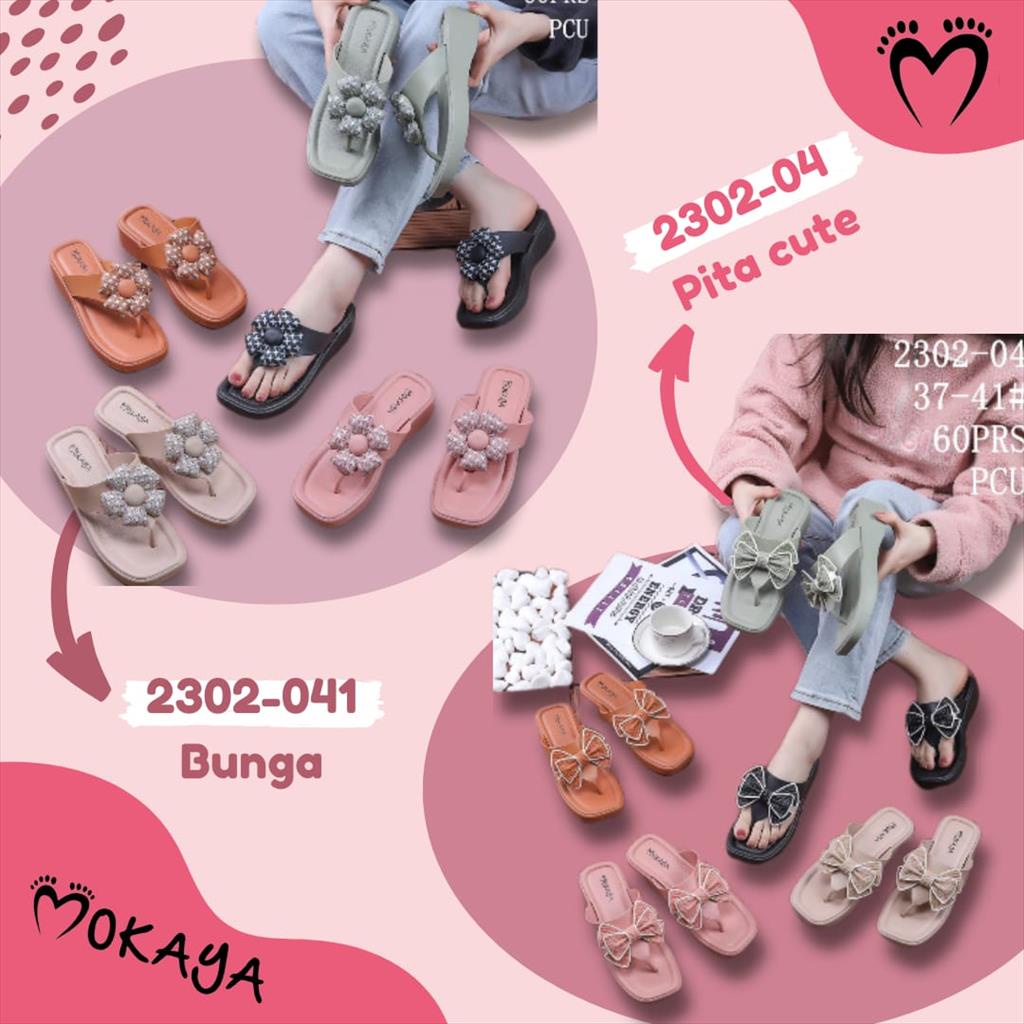 Sandal Jepit Jelly Wedges Wanita Pita Tumpuk Besar dan Bunga Besar Motif Star Blink Super Cute Pretty Empuk Kekinian Import Mokaya / Size 37-41 (2302-04/2302-041)