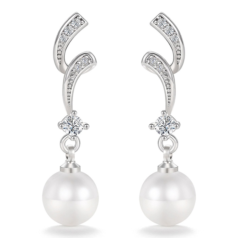 Anting Pernikahan Pengantin Wanita Temperamen Warna Silver Anting Menjuntai Mutiara Imitasi Elegan Perhiasan Trendi Baru Untuk Wanita