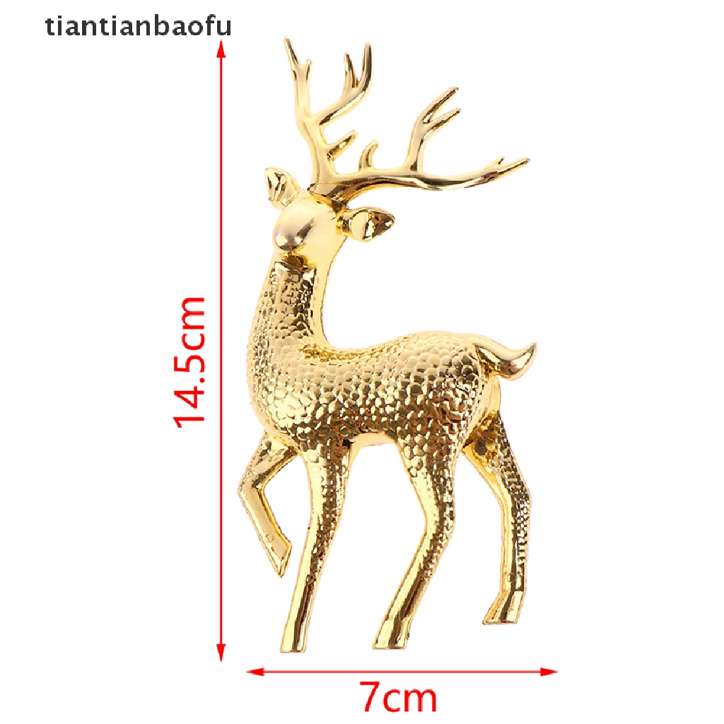 [tiantianbaofu] 1pc Natal Elk Plastik Golden Cake Topper Dessert Dekorasi Anak Hadiah Butik