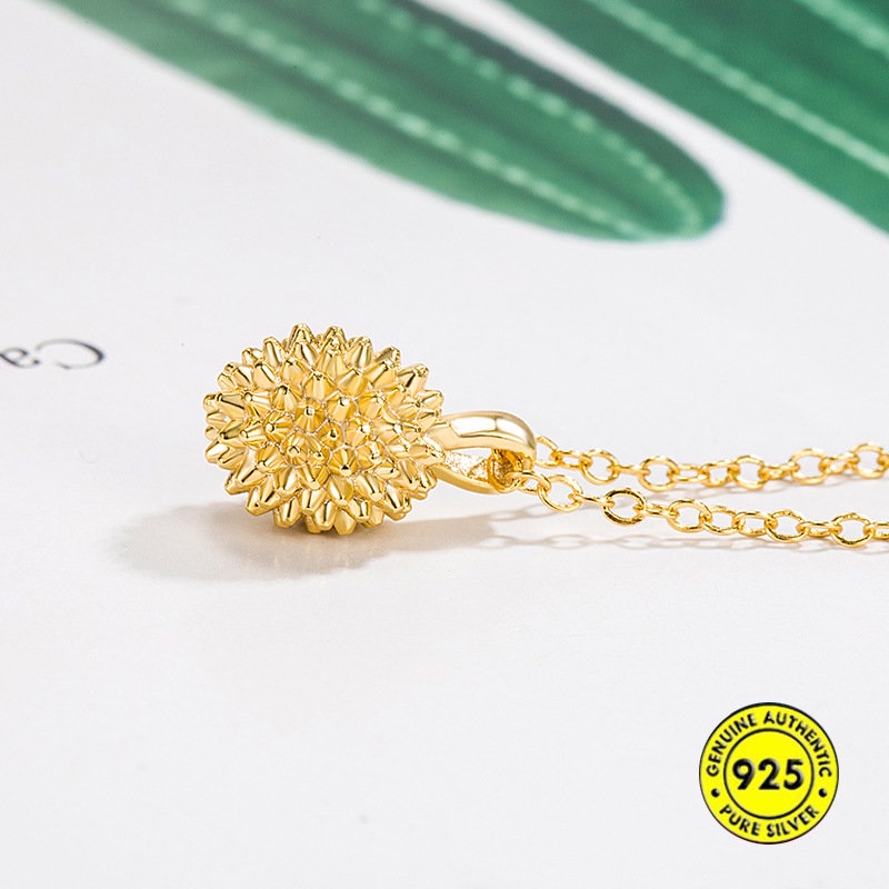 S925 Perak Disepuh Durian Kalung Terjangkau Mewah Fashion Bermutu Tinggi Liontin U1601