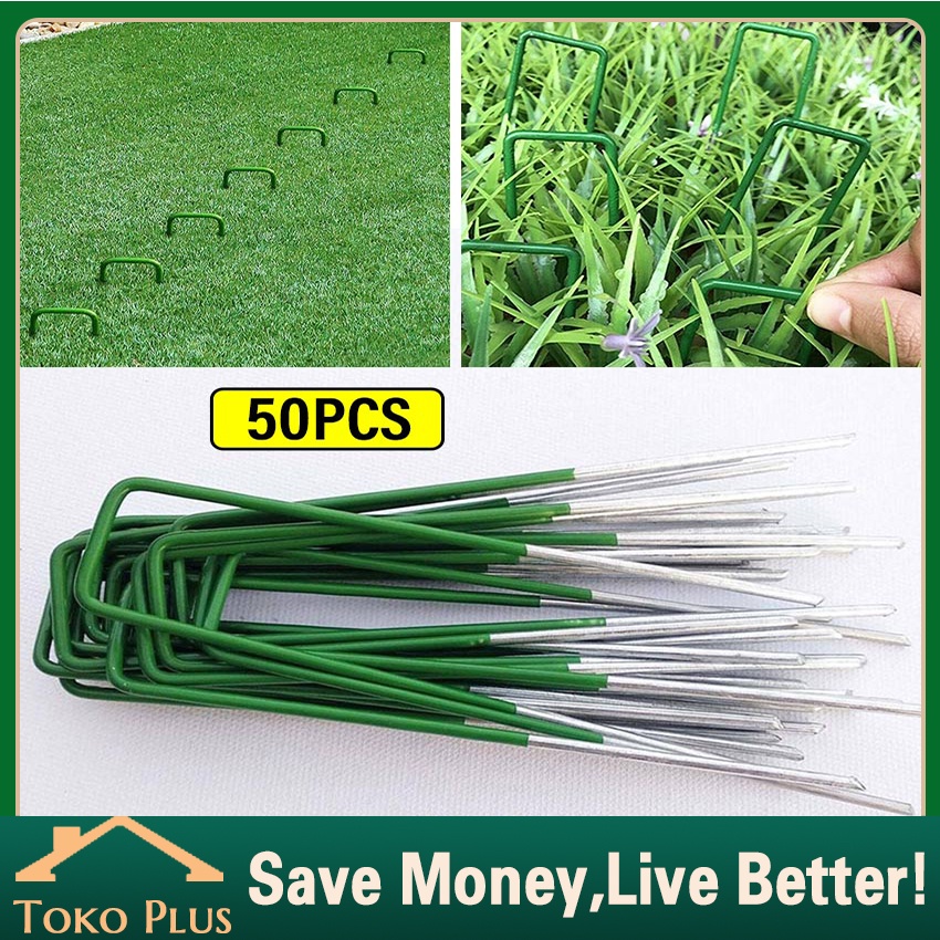 50Pcs Staples Weedmat Galvanis Perekat Weedmat Mulsa Kebun - Paku Weedmat Plastik Mulsa - Pasak Penj