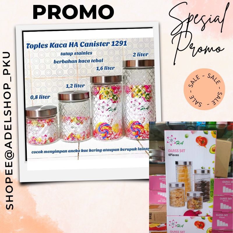 Toples Kue Lebaran / TOPLES SET HA ISI 4 PCS / Glass set / Toples Kaca kristal Mewah/ Kado Pernikaha