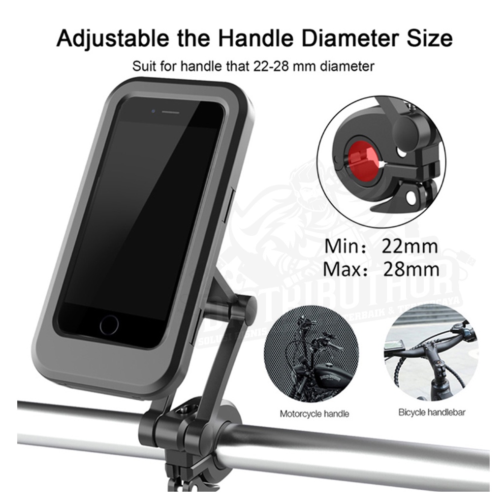 Phone Holder Motor Waterproof Tempat dudukan Hp di stang Sepeda Anti Air Stand Handphone Kereta NB18