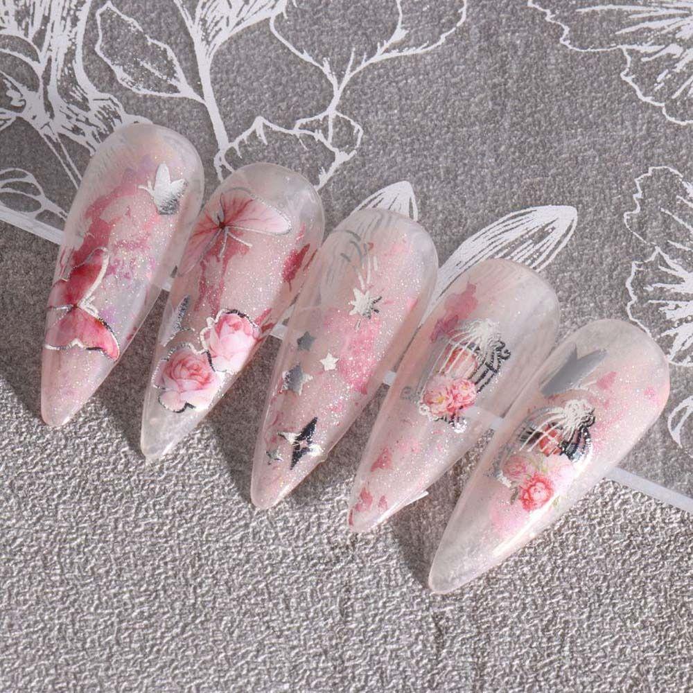 Mxbeauty Stiker Kuku Kupu-Kupu Sweet Love Heart Bintang Bronzing Butterfly Nail Dekorasi