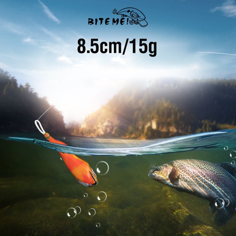 8.5cm/15g Soft Jump Frog Lompat Umpan Buatan Topwater Toman Snakehead Dengan Kait Ganda 10warna Kodok Mengambang Besar