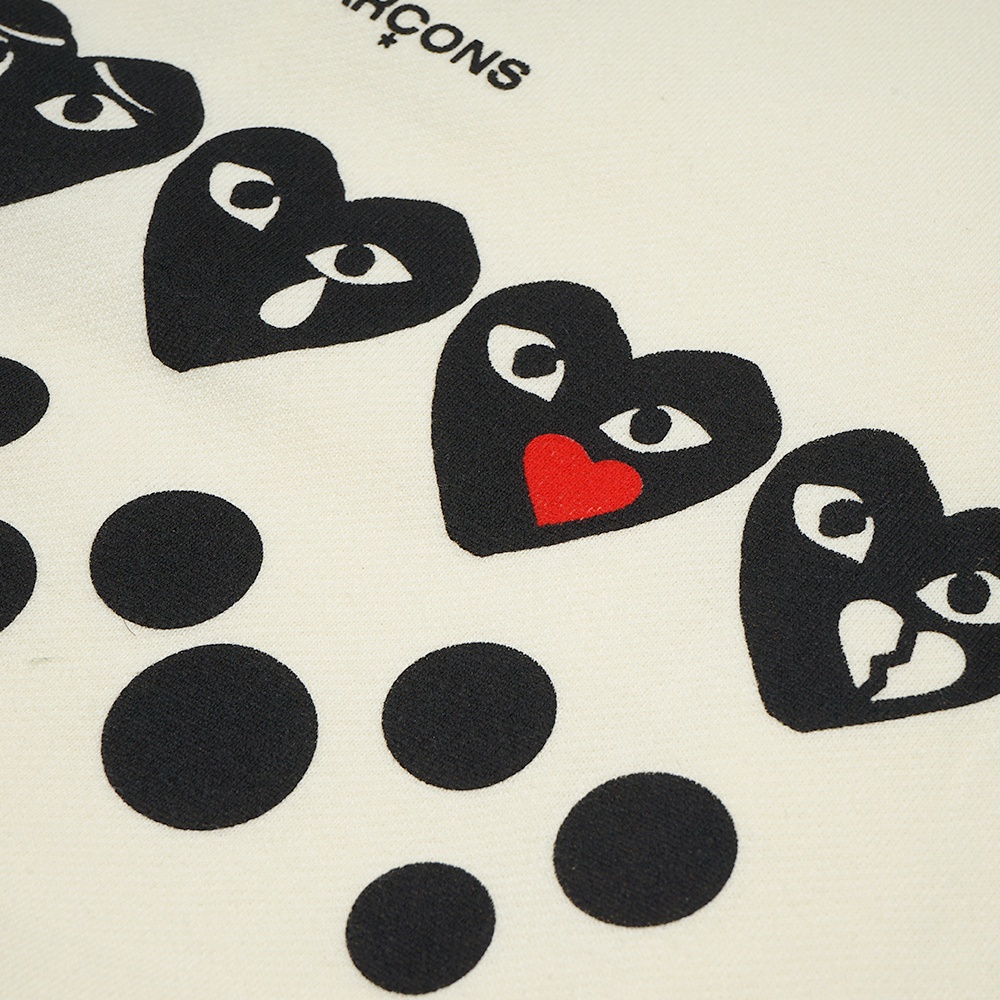 CDG Play Holiday Emoji Zip-Up Hoodie Beige