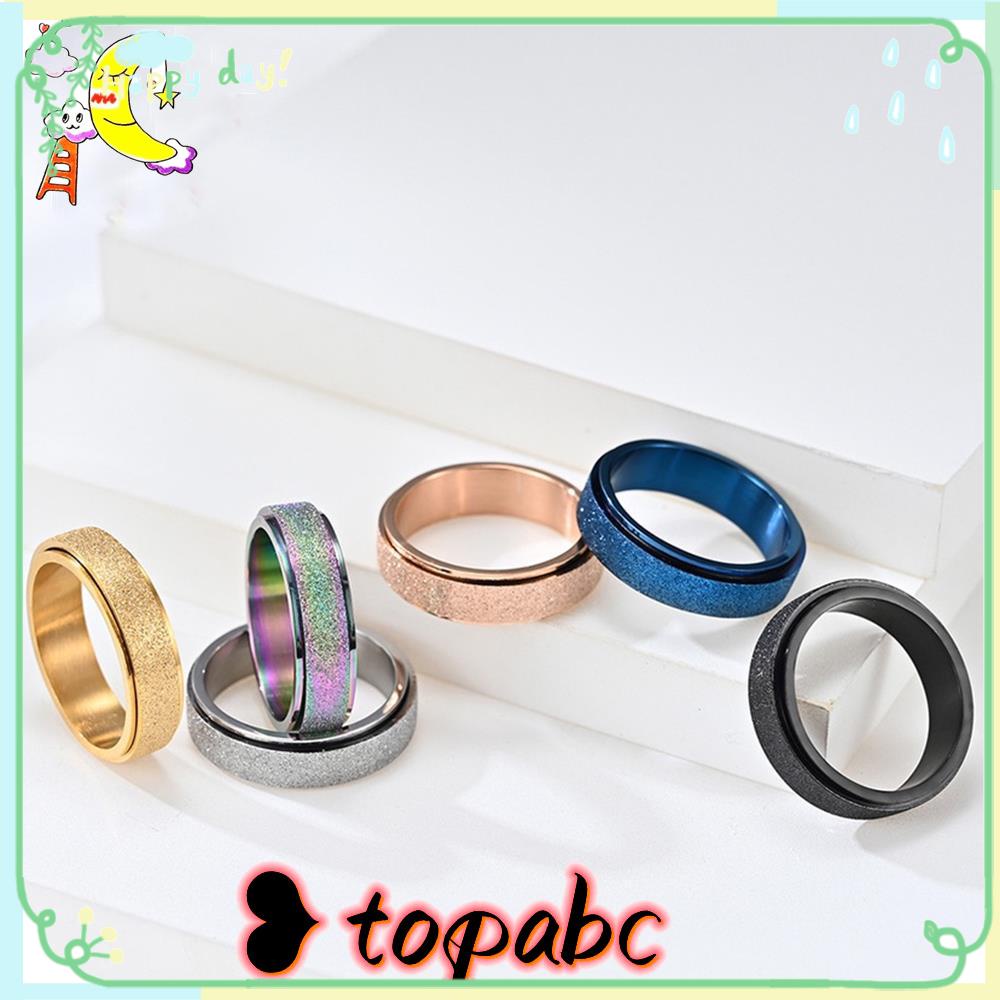 Top Turn Matte Color Ring Aksesoris Pesta Warna Silver Gold Untuk Kecemasan Cincin Stainless Steel